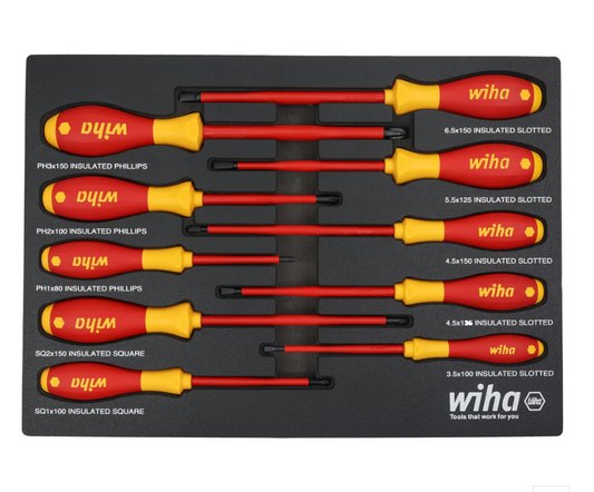 10 Piece Insulated SoftFinish Cushion Grip Screwdriver Tray Set