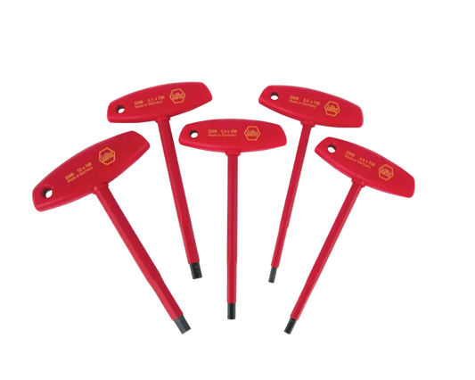 Insulated T-Handle Hex Key Set, Metric 4–10mm, 5-Piece, 1000V VDE Tested