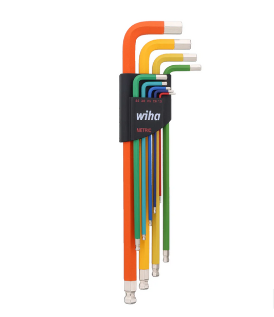 9 Piece Ball End Color Coded Hex L-Key Set - Metric